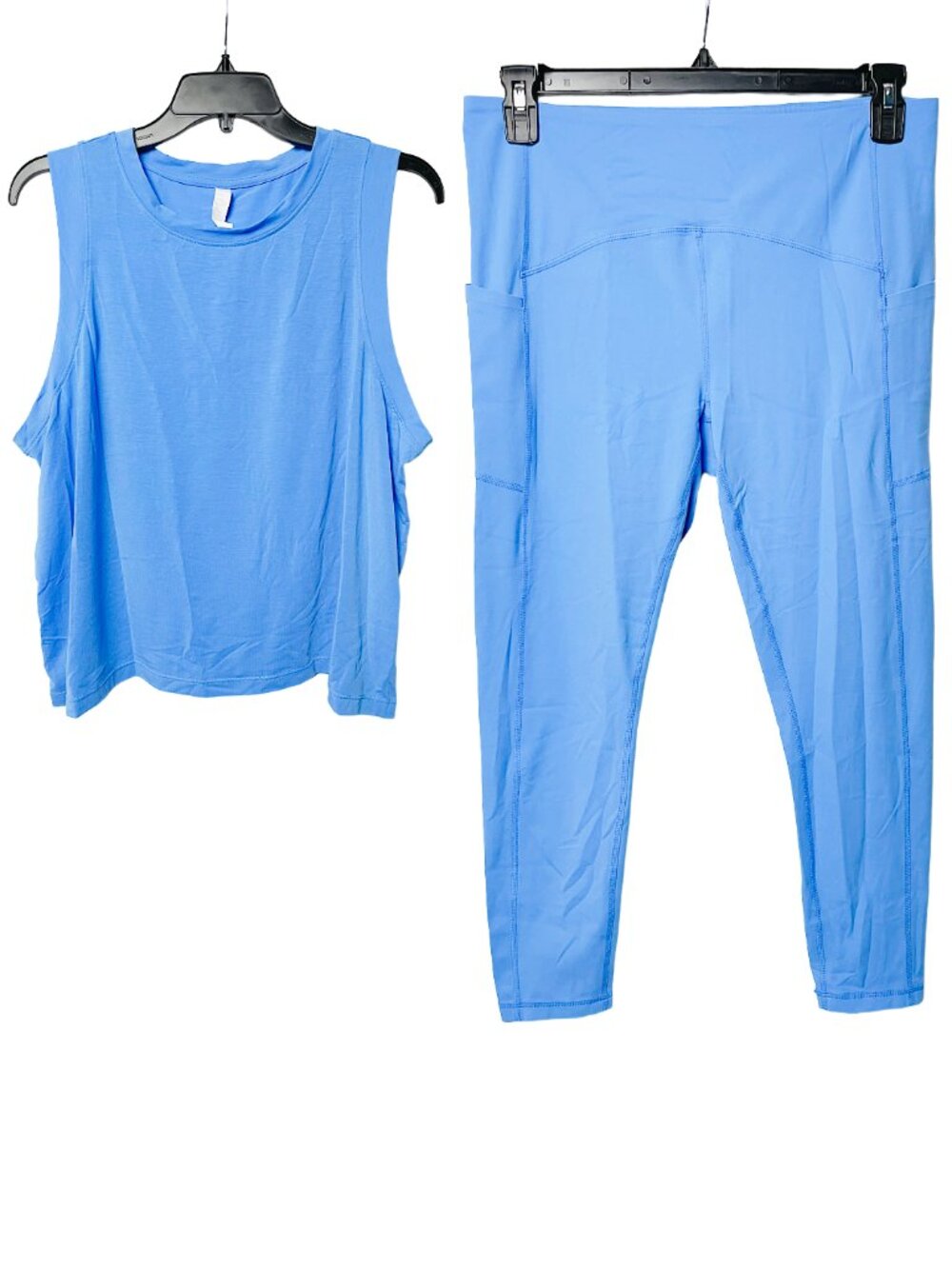 Zella Blue Lapis Leggings Tank Set XL Studio Luxe Pocket 7/8 Breathe